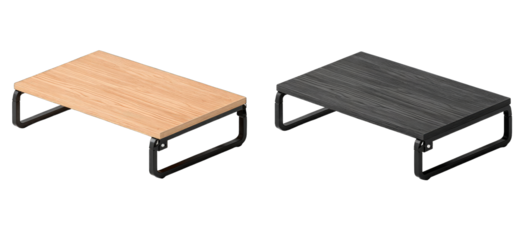 Two light wood and dark gray rectangular coffee tables