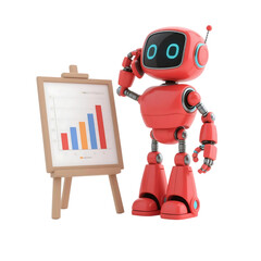 A cute AI robot character performing various business and finance activities, GPT chatbot icon. Artificial intelligence, trendy technology, support service, funny automation computer