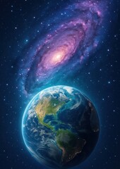 Fototapeta premium Earth beneath spiral galaxy