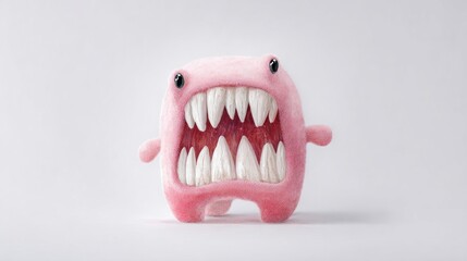 Naklejka premium Pink monster with wide open mouth