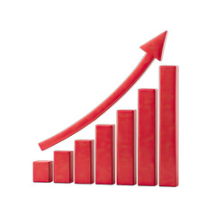 Red upward trending bar graph