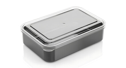 A clear view of a modern, minimalist food storage container, perfect for packed lunches and meals.