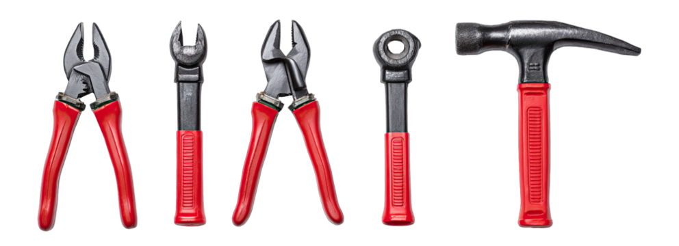 Assorted red-handled tools