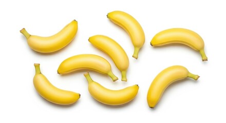 Bunch of ripe yellow bananas, isolated on white background