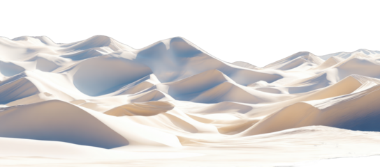 Vast, white sand dunes stretch across the landscape
