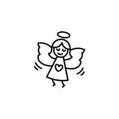 Christmas Angel Icon - Hand Drawn Holiday Doodle