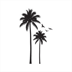 "Tropical Vibes – Palm Tree Silhouette with Flying Birds"