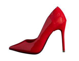 glossy red high heel shoes isolated