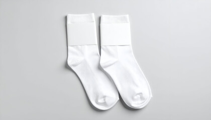 White socks mockup with gray background.