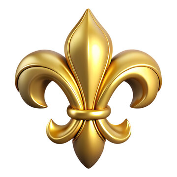 Elegant golden fleur de lis emblem isolated on a black background with subtle lighting