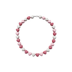 Obraz premium Elegant Heart-Shaped Bead Necklace in Pink and White