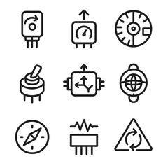 Fototapeta premium Rotation Sensors Icon Set. Outline icon set of rotation sensors and measurement: angular velocity sensor, accelerometer, optical