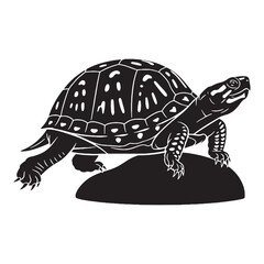 Bold Box Turtle Silhouette Showing Recognizable Outline – Box Turtle Vector Design for Print and Web – Black Vector of Box Turtle