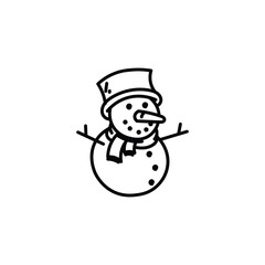 Hand Drawn Snowman Icon - Cute Christmas Doodle