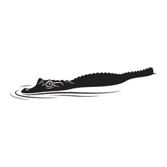 Fototapeta premium Black Caiman Silhouette Highlighting Sharp Teeth Predator Look – Vector Artwork for Creative Projects – reptile vector