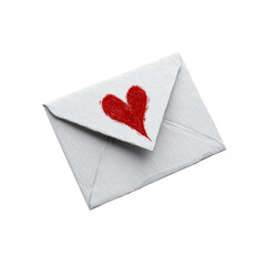 White Envelope with Hand-Painted Red Heart - Romantic Message Concept