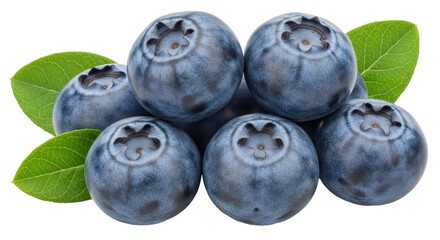 Isolated Blueberries with Leaves