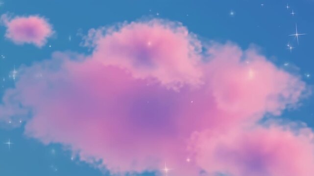 Pink Cloud Formations Floating in Bright Blue Sky with Sparkling Stars during Daylight