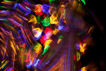 Abstract dynamic background of neon glow lines on dark background. Reflection of human thoughts and...