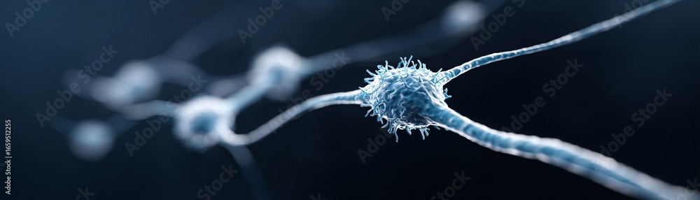 Poster abstract visualization of deep learning algorithms, glowing neural web, stock photo with copyspace