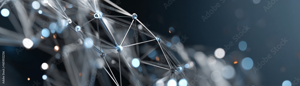 Aufkleber abstract visualization of deep learning algorithms, glowing neural web, stock photo with copyspace