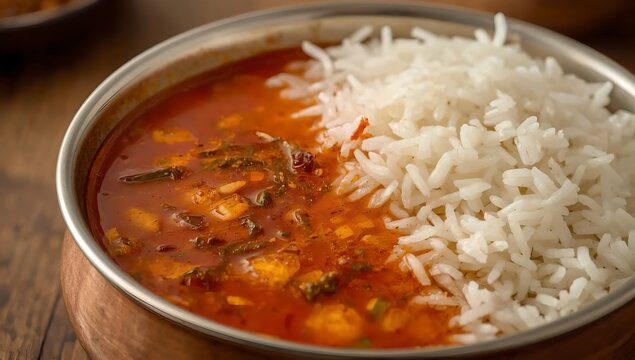 Indian rasam with Basamati rice