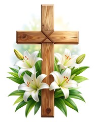 Wooden Cross Adorned With Easter