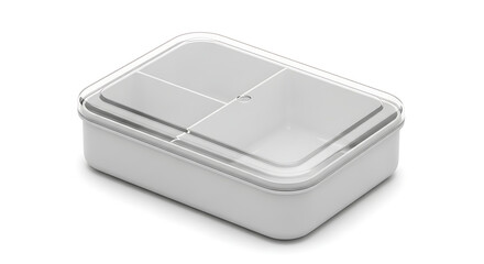 Efficient and stylish compartmentalized food storage solution, a white rectangular container with a transparent lid, designed for organized meal packing and freshness.