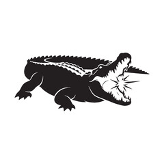 Fototapeta premium Bold Crocodile Silhouette Depicting Iconic Predator Shape – Vector Artwork for Graphic Use – reptile vector