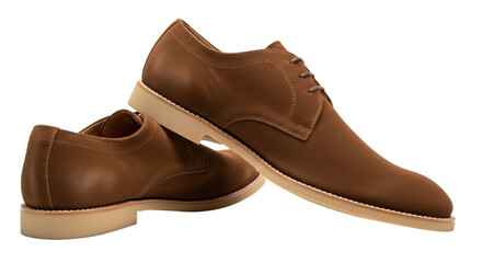 Isolated Pair of Brown Leather Shoes