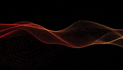 red orange dotted wave &ndash; digital particle gradient, modern technology abstract background on black. The gradient effect adds depth and a sense of motion.
