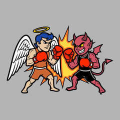 boxing match angel and devil