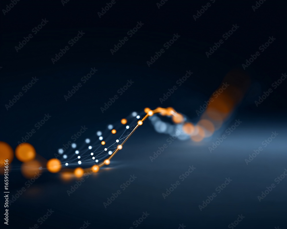 Poster abstract circuit-inspired neural network background with glowing points of light, copyspace