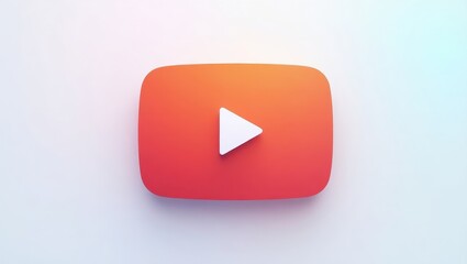 A three-dimensional, vibrant, orange-red video play button icon stands out against a neutral backdrop, highlighting a simple yet impactful design.
