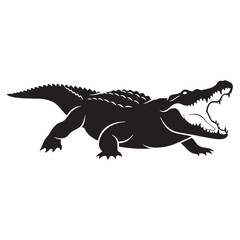 Classic Crocodile Silhouette with Long Snout – Stylish Vector Illustration for Professional Artwork – reptile silhouette