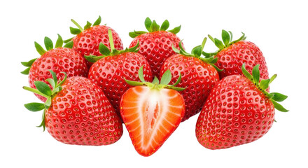 Isolated Strawberries with Cut Slice