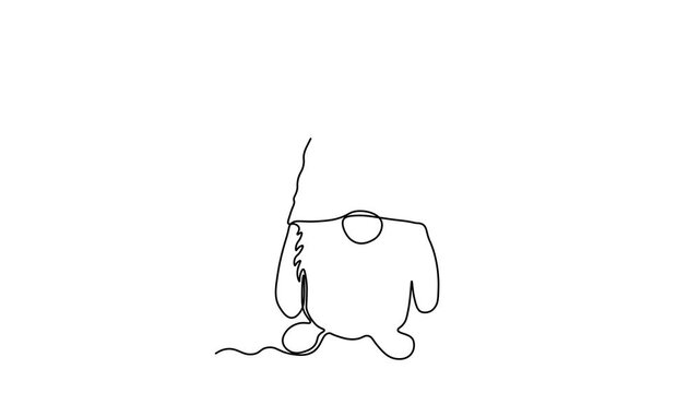 Abstract gnome, dwarf with a beard, Self drawing animation one continuous line draw, logo