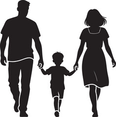 Walking Family Silhouette Icon Minimalist Style

