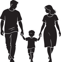 Parents with Child Silhouette Flat Design Vector

