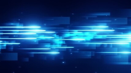 Abstract digital design with glowing blue lines and squares - Powered by Adobe