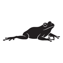 Frog Silhouette Showcasing Classic Swamp Creature Shape – Frog Vector Artwork for Professional Design – Silhouette of Frog