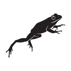 Frog Silhouette Emphasizing Agile Leaping Form – Frog Vector Artwork for Professional Projects – Black Vector of Frog