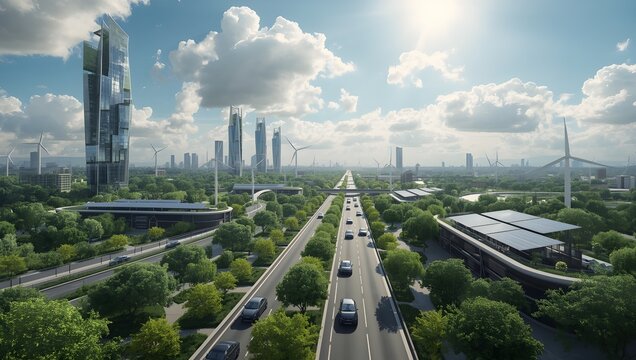 Futuristic Sustainable Eco-City with Green Buildings