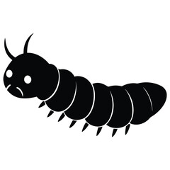 Vector illustration of a cute cartoon caterpillar on a white background with a funny smile, like a happy bee character