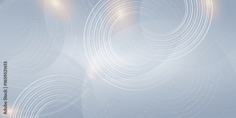 Poster abstract gray and white gradient background with white lines moving in circles. modern and futuristi
