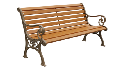 Isolated Wooden Park Bench