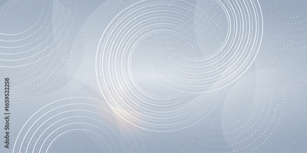 Poster abstract gray and white gradient background with white lines moving in circles. modern and futuristi