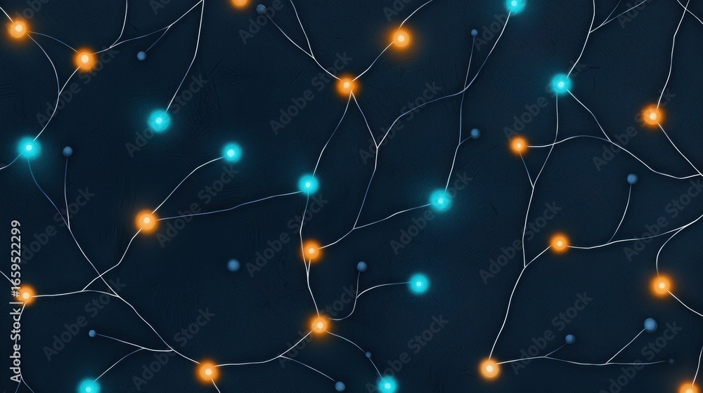 Poster abstract network pattern illustration featuring an abstract network of bright, geometric lines and s