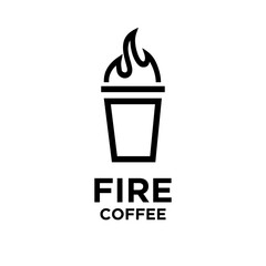 Modern Fire Coffee Logo Design Vector Template