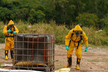 Chemical inspectors are checking for chemical leaks during a fire.